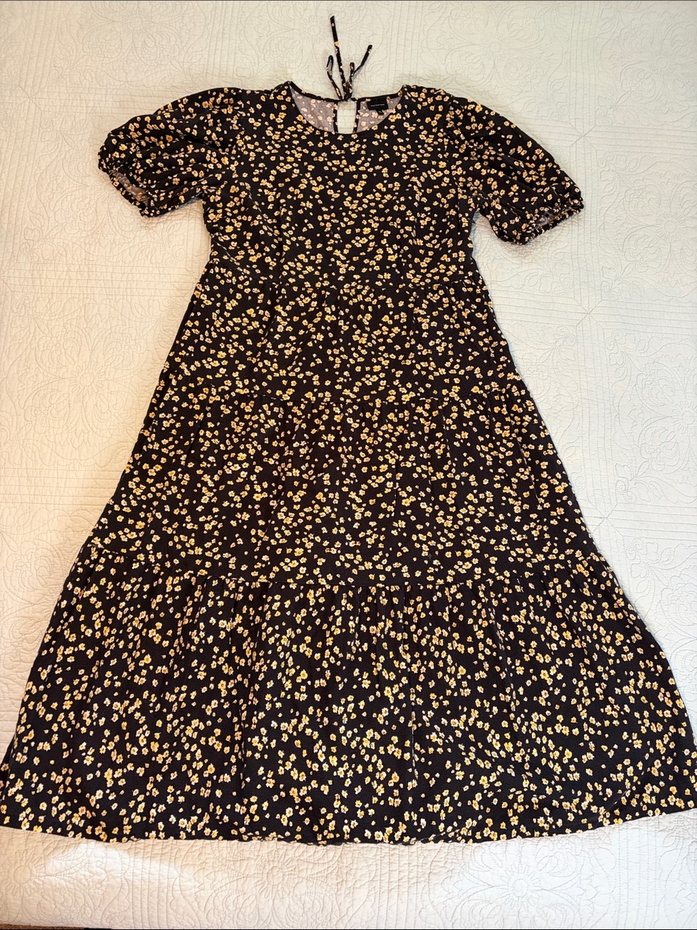 Who What Wear Linen Maxi Dress with Yellow and White Floral Print